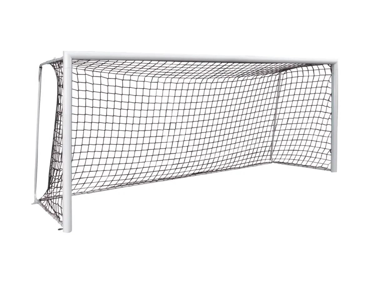Hallenfussballtor 500 x 200 cm | Oval - Weiss | Teilverschweisst | Netzbügel klappbar