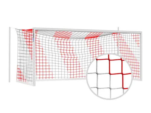 Tornetz Fussballtor ROT-WEISS - 750 x 250 cm / 200 x 200 cm