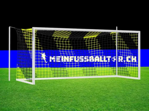 Tornetz Fussballtor SCHWARZ-GELB - 750 x 250 cm / Meinfussballtor.ch