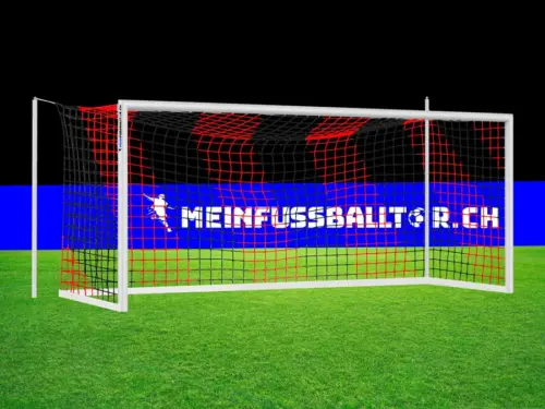 Tornetz Fussballtor SCHWARZ-ROT - 750 x 250 cm - Meinfussballtor.ch
